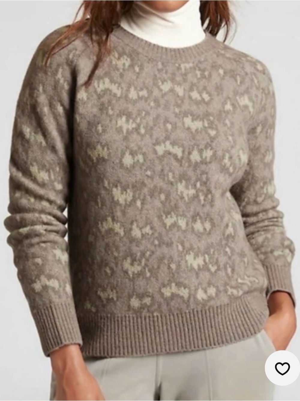 Athleta Hawthorn Merino Wool Blend Animal Print Sweater Sz 3X Grayish Tan